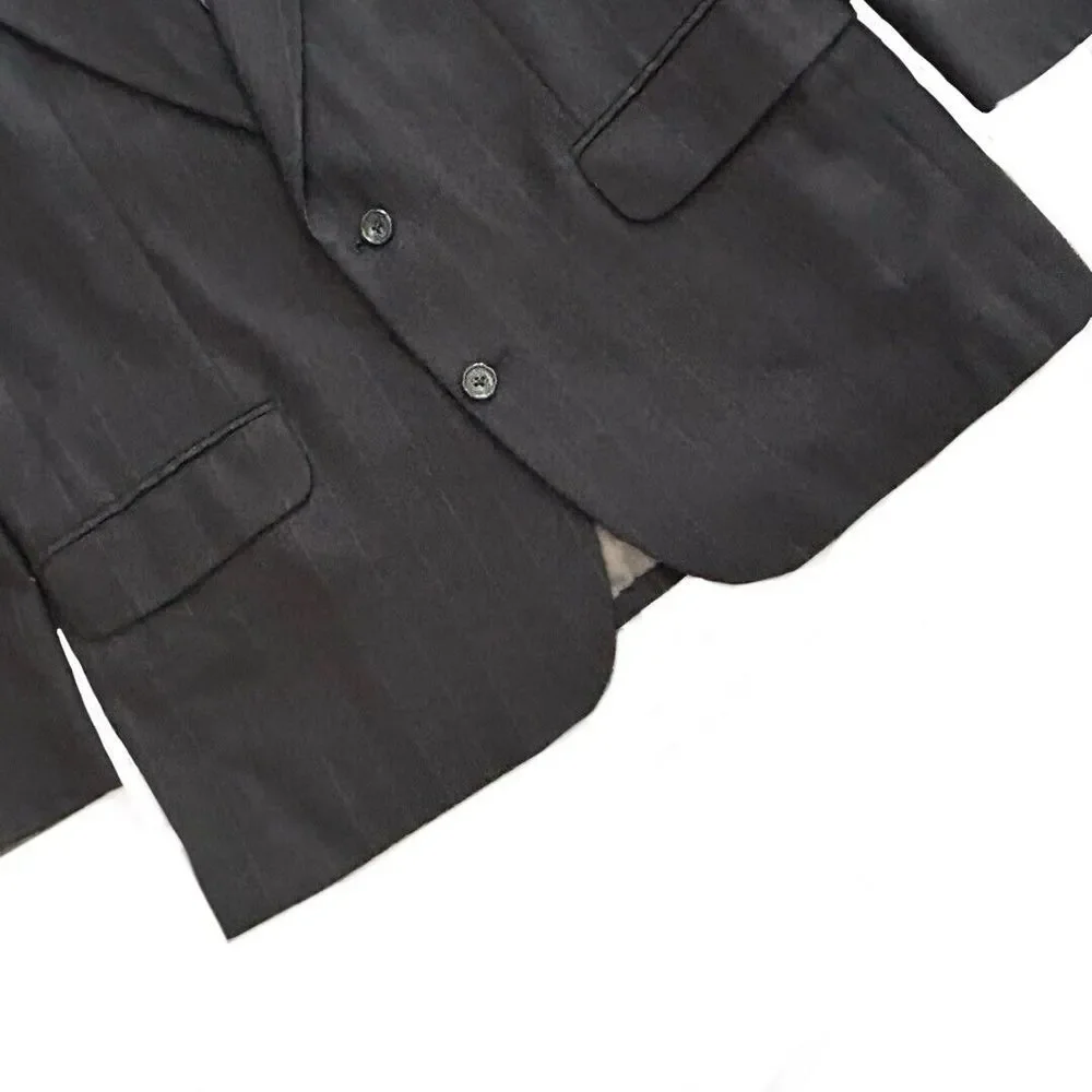 Oscar De La Renta Men's Blazer Herringbone Dark Grey Striped Single Breasted 42R